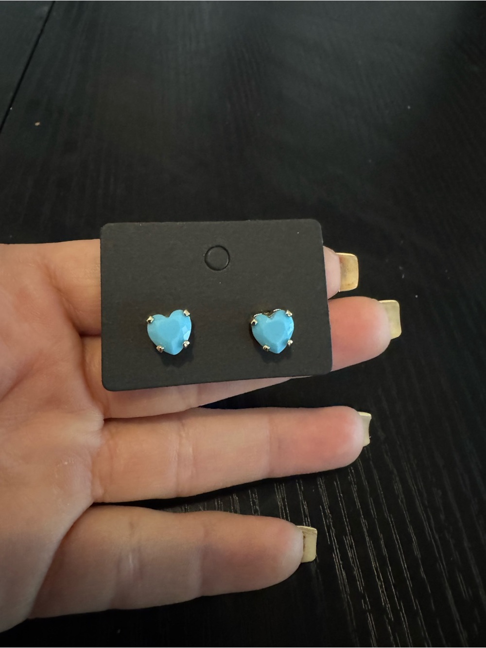Heart Shaped Blue Stud Earrings - Fashion Jewelry
